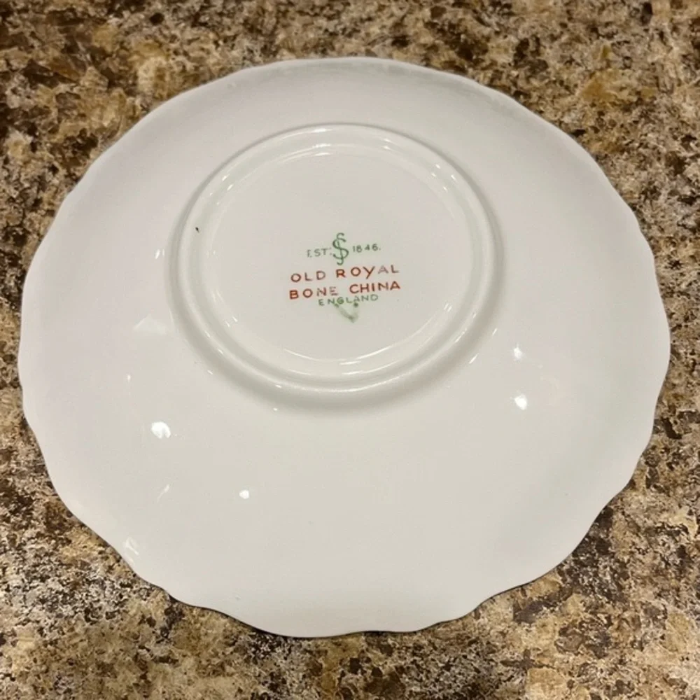 Vintage Old Royal Lily of the Valley Floral Bone China Saucer Gold Trim England